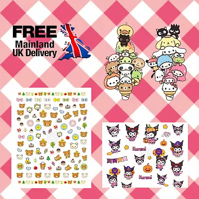 🌸SANRIO Nail Art Self Adhesive Stickers Kawaii Bear Rilakkuma Kuromi Purin🌸 • £2.69