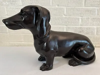Dachshund Sculpture Metal Bronze Finish Lifesize Seated Position 16 1/2  Long  • $298