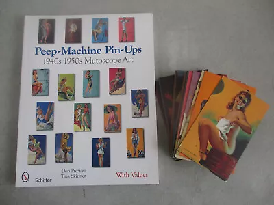 VINTAGE PEEP MACHINE PIN UPS 64 CARD MUTOSCOPE ART SET 1940's-1950's WITH BOOK • $400