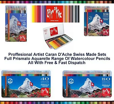 Caran Dache Prismalo Aquarelle Artist Watercolour Pencil Colour Metal Case Set • £47.99