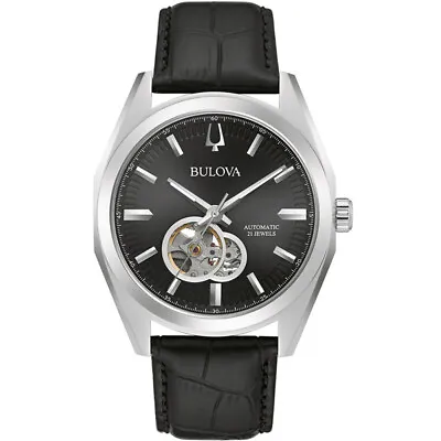 Bulova 96A273 MENS WATCH Surveyor Automatic Heartbeat Silver Black NEW WITH TAGS • £224.99