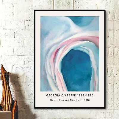 Georgia O'Keeffe Posters - Music - Pink And Blue No. 1 Vintage Art Paintings Art • $39.99