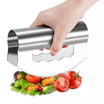 Salad Chopper - Mezzaluna Salad Chopper Stainless Steel Vegetable Chopper Roc... • $18.76