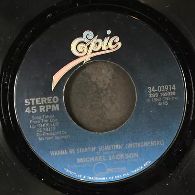 MICHAEL JACKSON: Wanna Be Startin' Somethin' / Instro EPIC 7  Single 45 RPM • $6