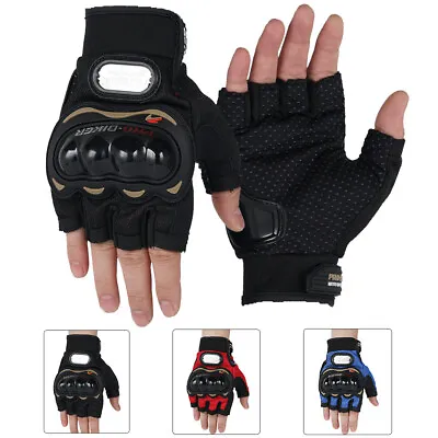 Men Motorcycle Half Finger Gloves Moto Fingerless Riding Protective Gear Gloves • $10.68