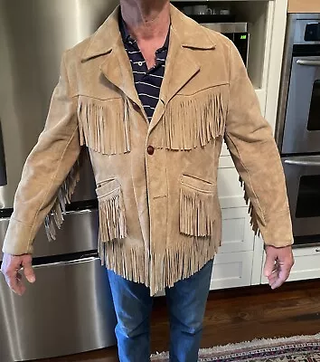 1970s Sears Western Wear Fringed Leather Men’s Jacket Excellent Midnight Cowboy • $0.01