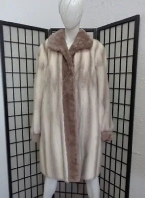 Excellent Canadian Brown Corss Mink Fur Coat Jacket Women Woman Size 12-14 Xl • $803.14