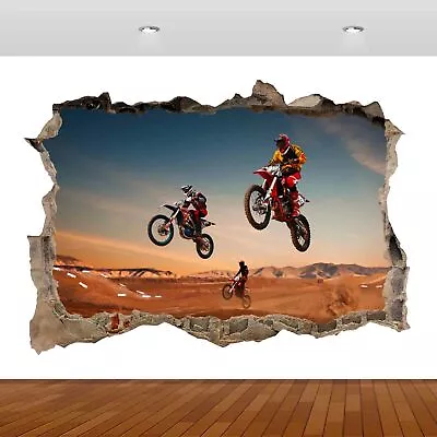 Motocross Dirt Sports Bike Stunts Racing 3d Mural Wall Sticker Poster Decal S24 • £12.95