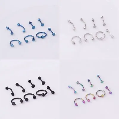 Eyebrow Lip Nose Nail 8pieces/set Ring Body Piercing Accessories Stainless Steel • $7.15