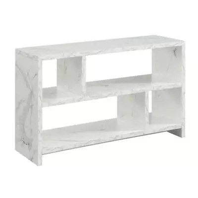 Northfield TV Stand Console With Shelves In White Faux Marble Wood Finish • $149.24