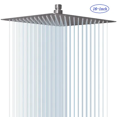 $39.90 • Buy  Luxury 16 Inch Large Square Stainless Steel Shower Head Rainfall Overhead Spray