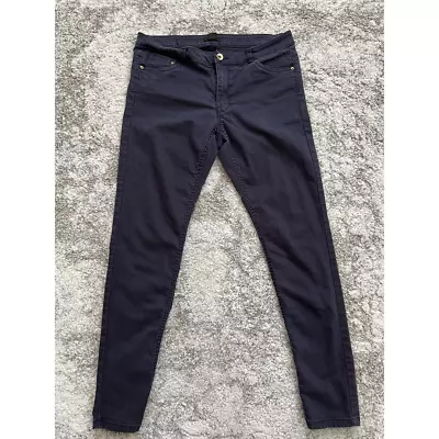 H&m Womens Skinny Jeans Blue Stretch Pockets Dark Wash Mid Rise Denim 14 • $9.74