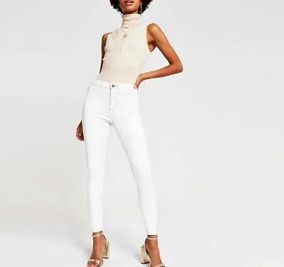 £15.99 • Buy River Island Off White Molly Coated Mid Rise Jeggings  (735809)