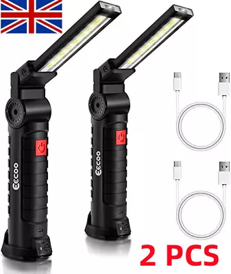 COB LED Magnetic Work Light Rechargeable Inspection Torch Lamp Flexible Cordless • £8.99