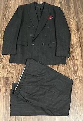 Alexandre England Mens 1950/60s Vintage 2 Piece Suit Gray Pin 52L EU Pants 36 EU • $140