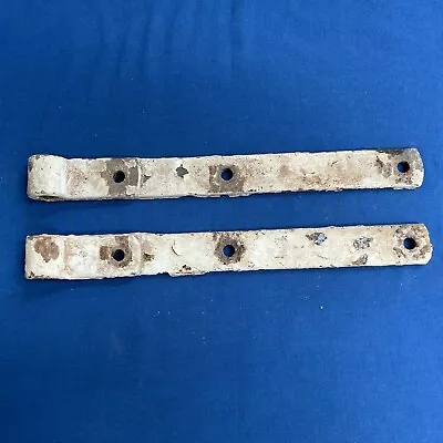 Pair Vintage Antique Hand Forged Iron Barn Door Strap Hinges 12 5/8    • $19.99
