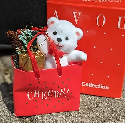 NIB Avon Gift Collections Holiday Friend Ornament - Teddy In Bag  VINTAGE • $12.99