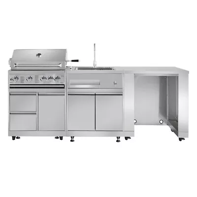 4 Pcs Stainless Steel Outdoor Kitchen Packages BBQ Island 4-Burner 59000 BTU • $3586