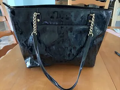 MICHAEL KORS Black Patent Jet Set Chain Tote With Zippered Top • $50