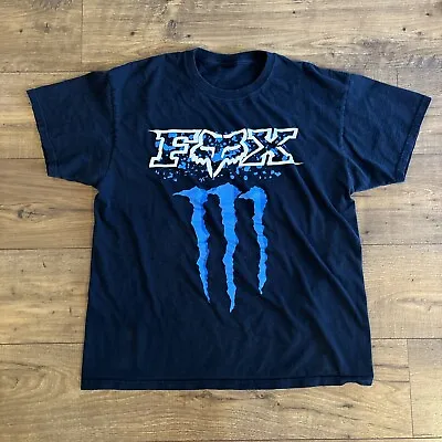 Y2K Vintage Fox Racing Monster Energy Shirt Gray - Men’s Large - Free Shipping • $29.95