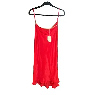 Moda International Woman Mid-Length Lightweight Red Silk Dress Size Small • $22