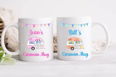 Personalised Caravan Mugs Cups High Quality Coffee Tea Mug Gift Set Gift Boxed • £8.99