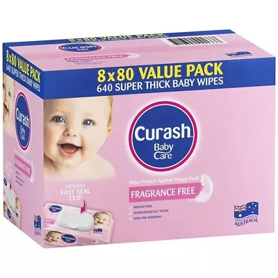 $26.40 • Buy Curash Fragrance Free Super Thick Baby Wet Wipes Newborn Sensitive Skin 640 Pack