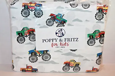 Poppy & Fritz Monster Trucks Double / Full Sheet Set 4-Piece Kids Sheets Set NEW • $39.99