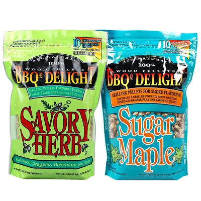 BBQr's Delight 2 Pack Savory Herb & Maple Natural Wood Grilling Pellets 1lb Bags • $17.95