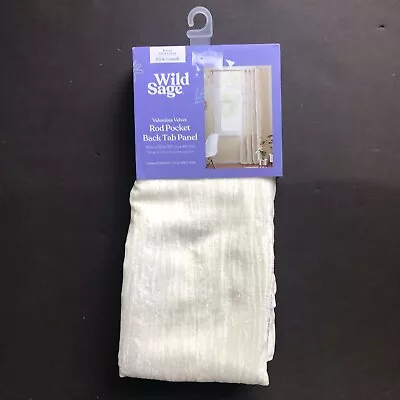 Wild Sage Valentina 84 Inch Velvet Rod Top/Back Tab Curtain Ivory White • $24.99