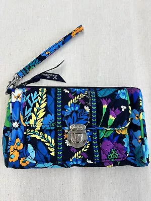 Vera Bradley Pushlock Wristlet Midnight Blue Floral Print • $22