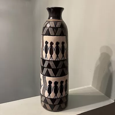 Vintage East German Germany Art Pottery Ceramic Vase MCM 1970s - 12” Tall • $58
