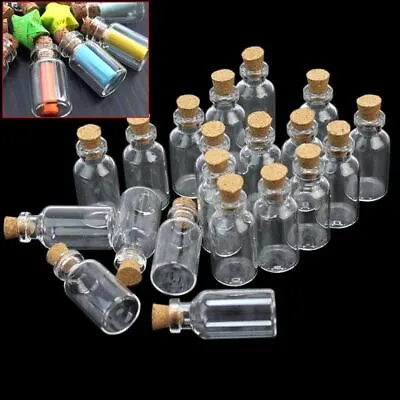 Mini Small Glass Bottles With Cork Stopper Tiny Vials Wish Jars Containers • $2.44