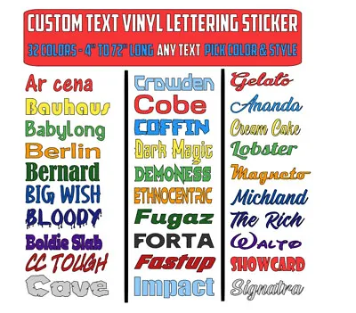 Custom Text Vinyl Lettering Sticker Decal Personalized -ANY TEXT - ANY NAME - [2 • $31.95