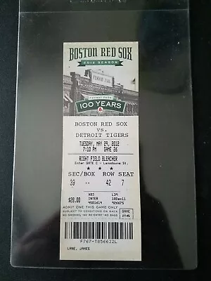 Miguel Cabrera Triple Crown Ticket 5/29/12 Tigers Vs Boston Red Sox 100 Years • $40