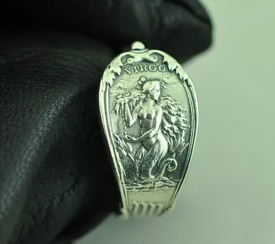 Beautiful 925 Sterling Silver Virgo Mermaid Zodiac Birthday Spoon Ring • $19.99