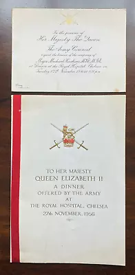 Antique Army Dinner Menu Invite For Queen Elizabeth II Royal Hospital Chelsea • £19.99