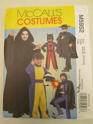McCalls 5952 Boys 3-6 Hero Costume Pattern Zorro Racecar Driver Vampire Ninja UC • $12
