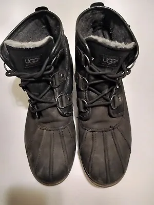 Ugg Cecile Waterproof Leather  Duck Ankle Boots Black Woman's  SZ 9 • $45