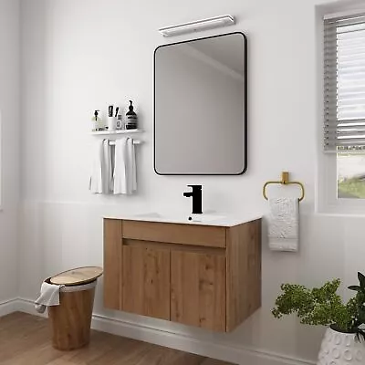 30 Bathroom Vanity With White Ceramic Basin And Adjust Open Shelf，Imitative Oak • $501.63