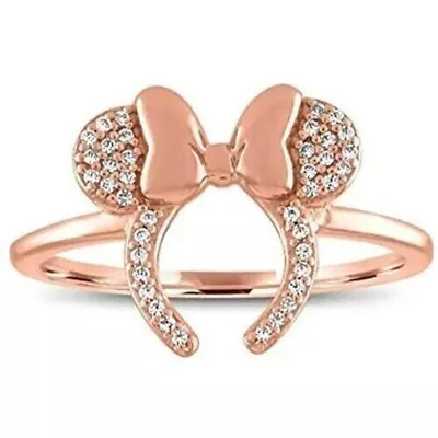 2.20Ct Round Simulated Diamond Women's Mickey Mouse Ring 14K Rose Gold Plated • $95.99