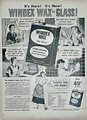 1948 Vtg Print Ad Windex Wax For Glass Window Cleaner Retro Home Wall Art Decor  • $9.16