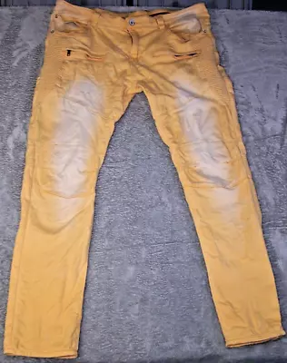 Kleep Moto Slim Jean Stretch Skinny Distressed Stone Wash 41X31 Men's Yellow • $35