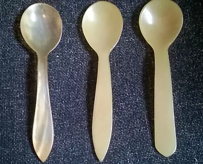 Three Antique Cow Horn Caviar Spoons. • £6.95