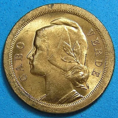 Cape Verde 20 Centavos Coin 1930 UNC Red Color Portuguese Colony KM-3 • $17.48