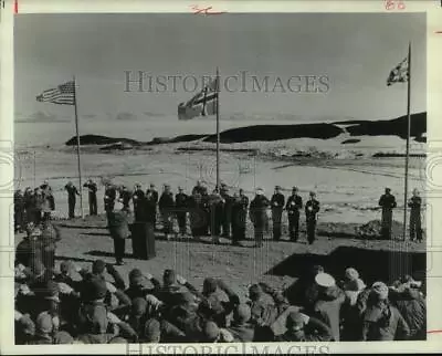 1966 Press Photo Flag Raising Ceremony At McMurdo Station In Antarctica • $19.99