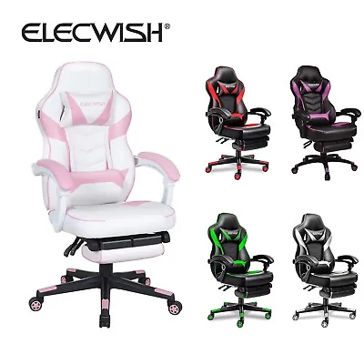 ELECWISH Gaming Chair Leather PU Office Computer Chair Recliner Seat W/ Lumbar • $149.99