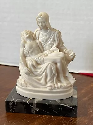 G Ruggeri Sculpture Carved Marble Mother Mary Jesus Pieta Incised Signed 4 1/2  • $19.99