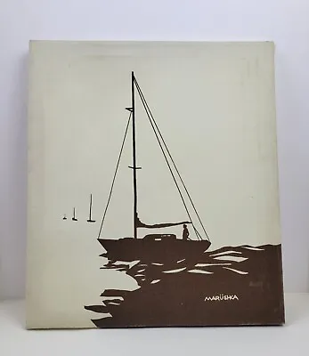 Marushka Sailboats Heading Home - Vintage Textile Art Stretched • $75