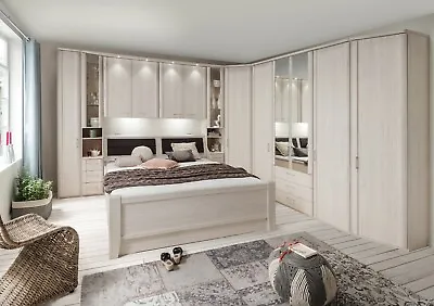 Wardrobe Cupboard Bedroom Modern German Over Bed Fitted Oak Gloss Corner Unit 2 • £1495